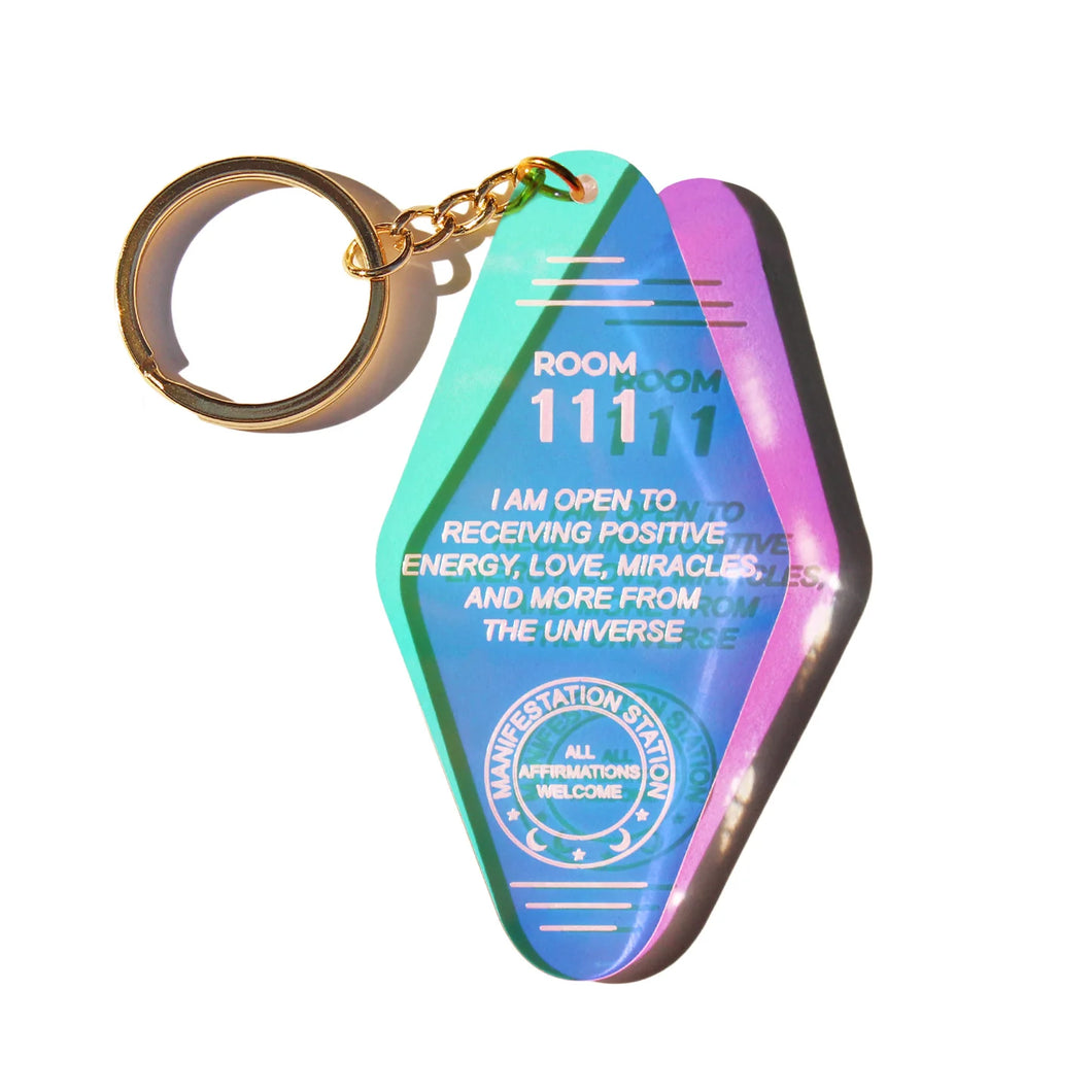 MIDNITE MINDS / 111 ANGEL NUMBER IRIDESCENT KEYCHAIN