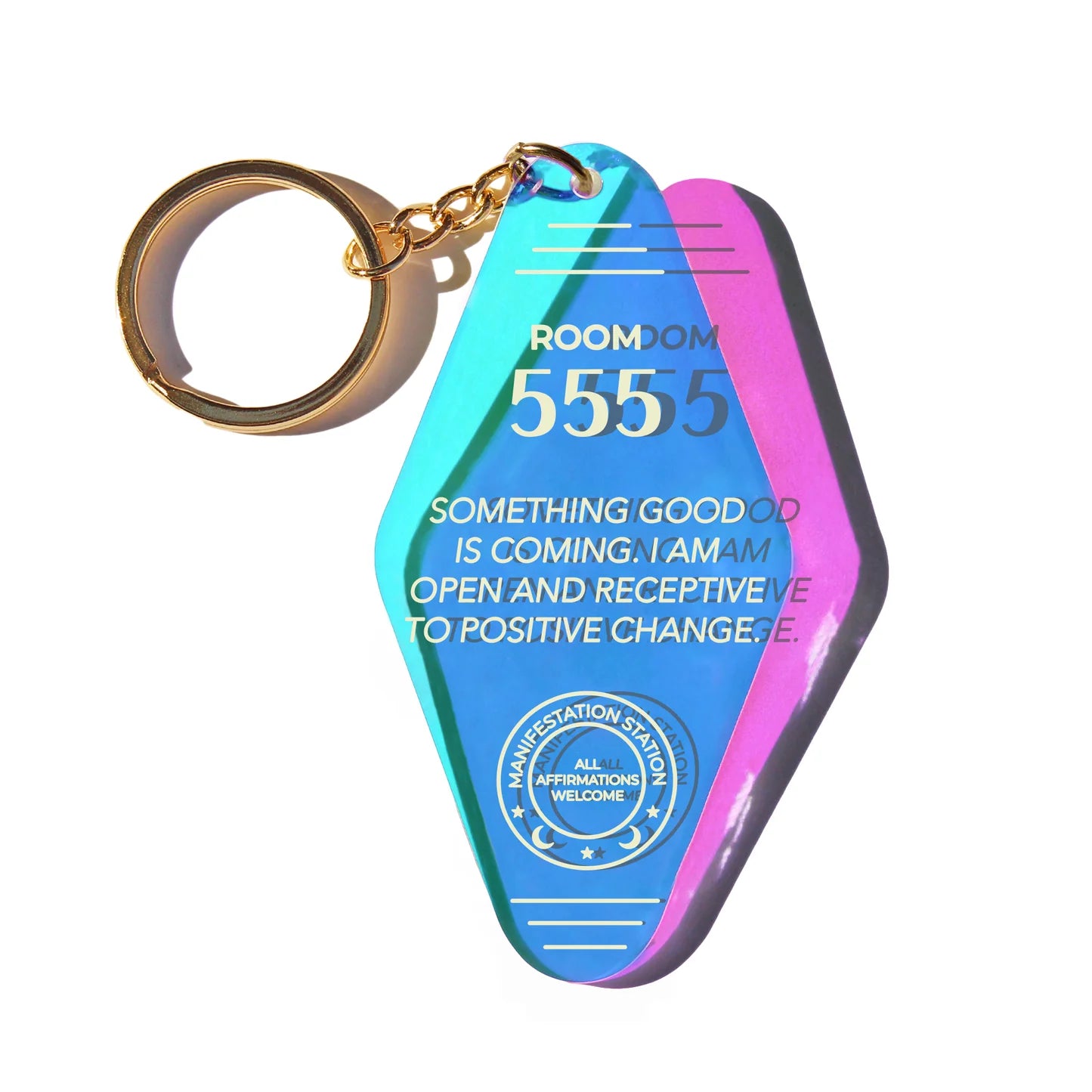 MIDNITE MINDS / 555 ANGEL NUMBER IRIDESCENT KEYCHAIN – AURAGAMI LA