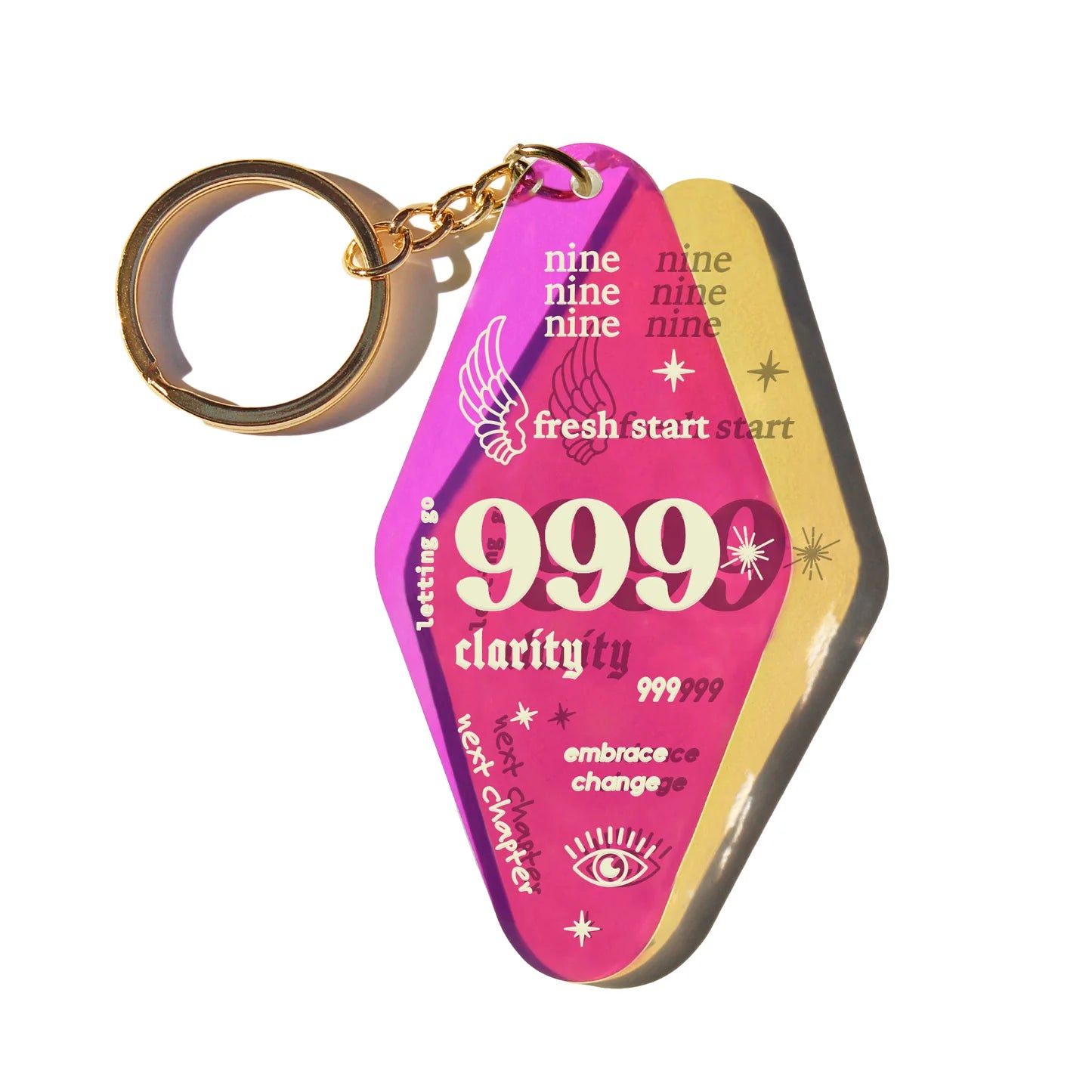 MIDNITE MINDS / 999 CLARITY ANGEL NUMBER IRIDESCENT KEYCHAIN