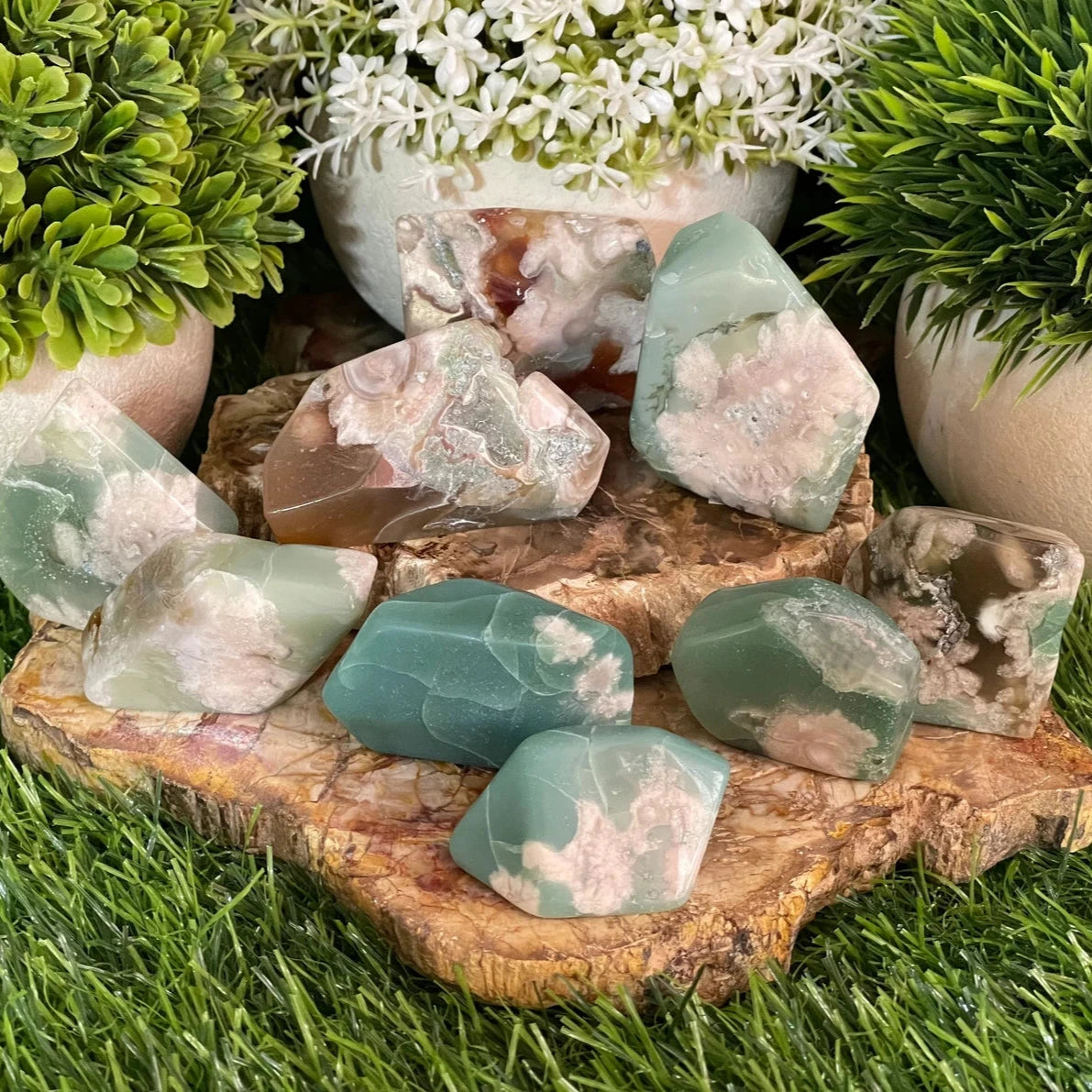 GREEN FLOWER AGATE FREEFORM