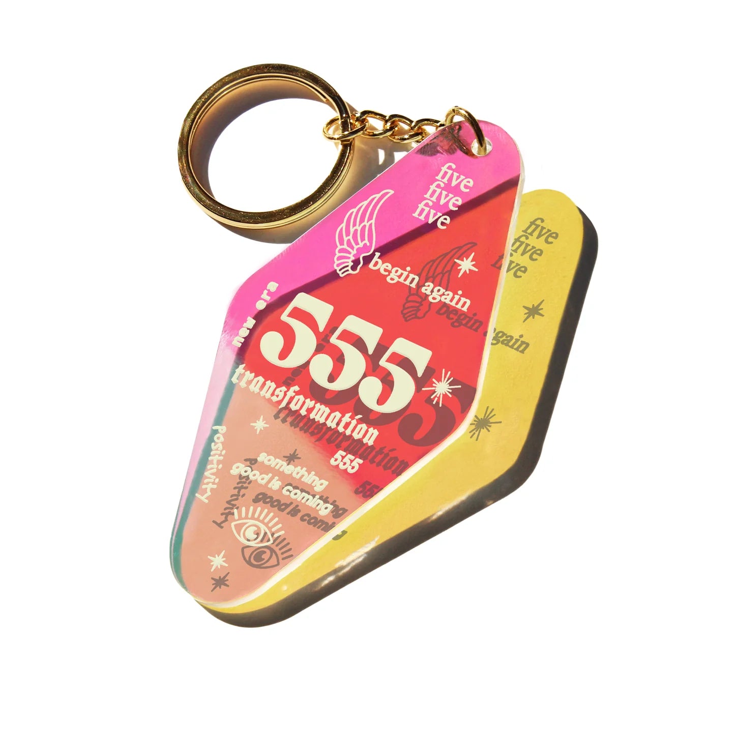 MIDNITE MINDS / 555 TRANSFORMATION ANGEL NUMBER IRIDESCENT KEYCHAIN